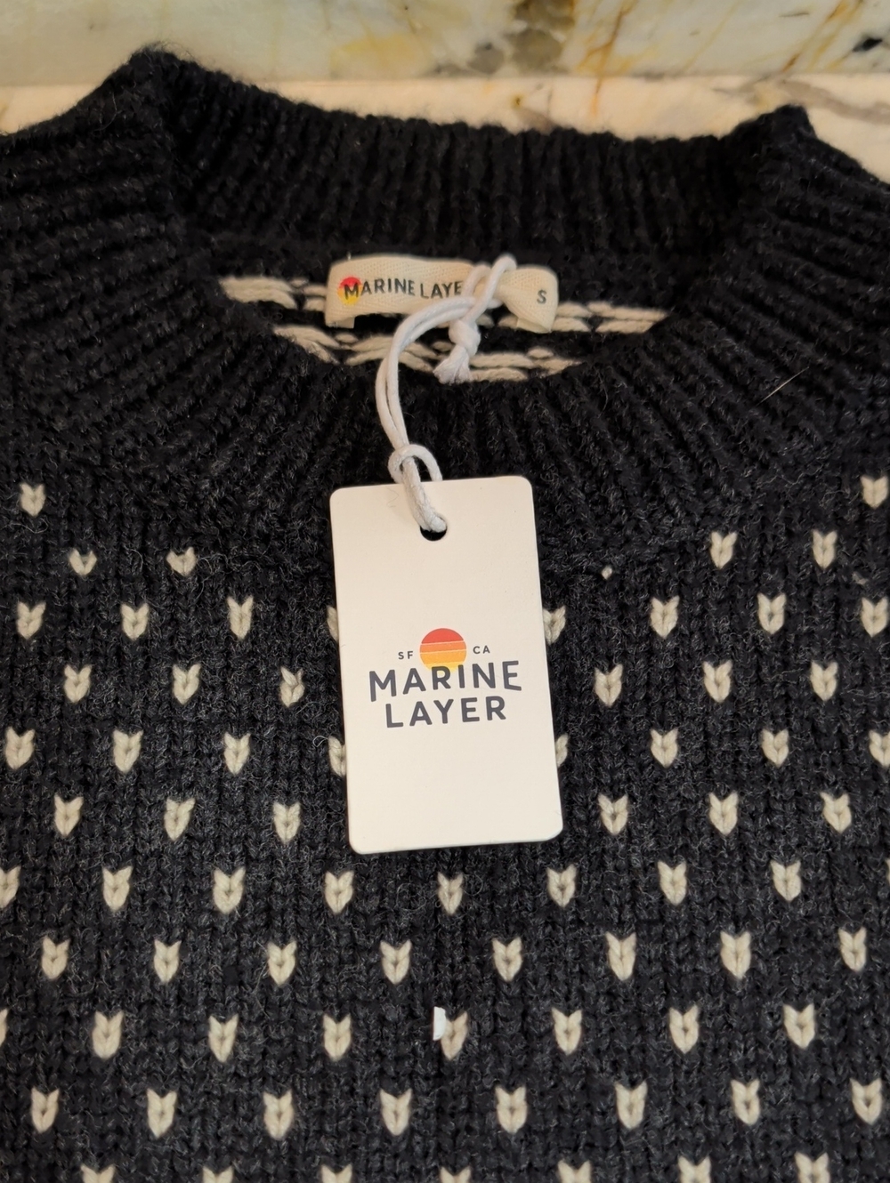 Beautiful MARINE LAYER Alma Puff Sleeve Sweater With Black With White Accents - Picture 2 of 11